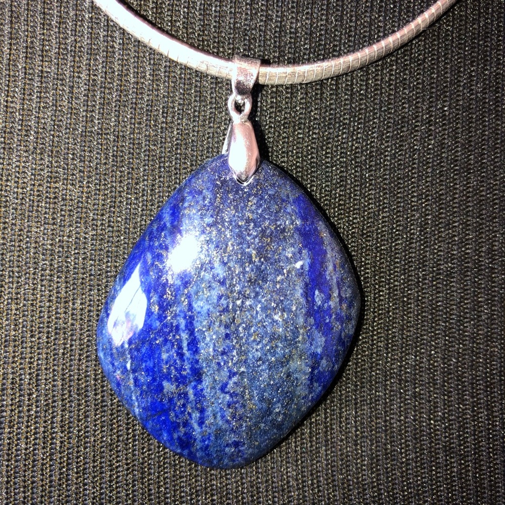 🛍️ Genuine Lapis Lazuli Modernist Pendant - Picture 12 of 13